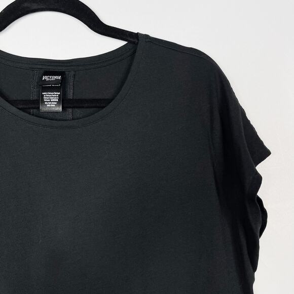 Victorias Secret Sport XSmall XS Black Glitter Logo Tie Back Tee Tshirt Spellout - Picture 3 of 9